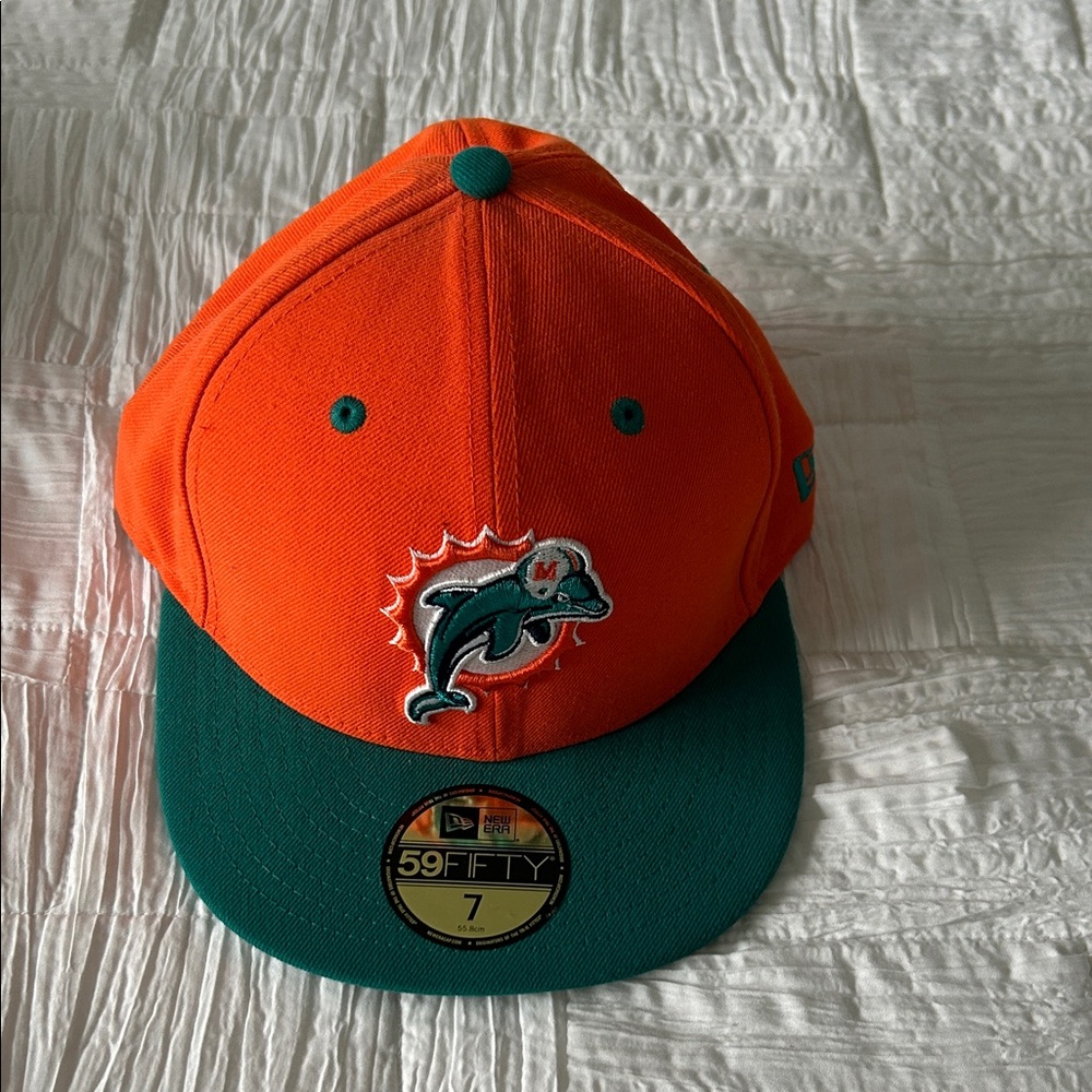 NFL New Era Bright Orange 59FIFTY Cap Miami dolphins